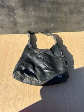 Perlina New York Hobo Shoulder Bag Women Black Soft Leather Purse Strap Handbag